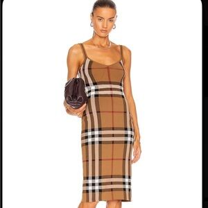 Plaid Slip Dress in Beige and Black
